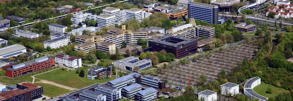 The picture shows the North Campus with new buildings from above.